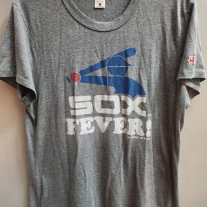 HOMAGE Gray Tee with Blue, White & Red Sox Graphic